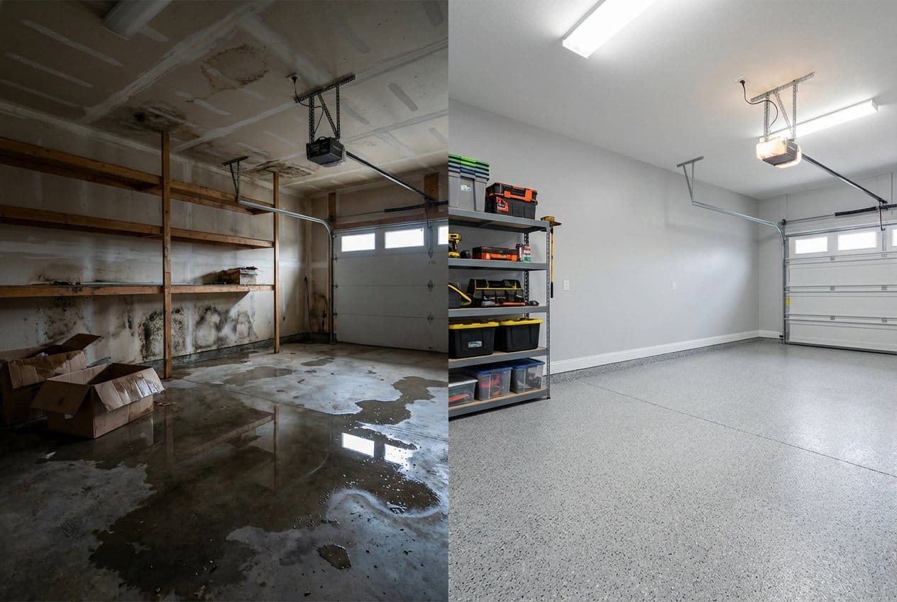 Fort Lee Water Damage Restoration garage restoration before and after in Fort Lee